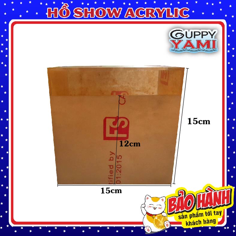 Keo Show cá Guppy mica siêu trong, Hồ Show cá Betta 2:1có thể show nằm & đứng 15x8x15, Bể Show cá Acrylic