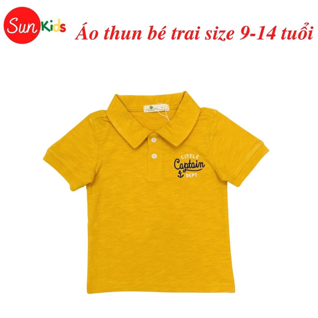 Áo thun bé trai, áo phông bé trai có cổ, size 9-14, chất cotton mềm mát - SUNKIDS