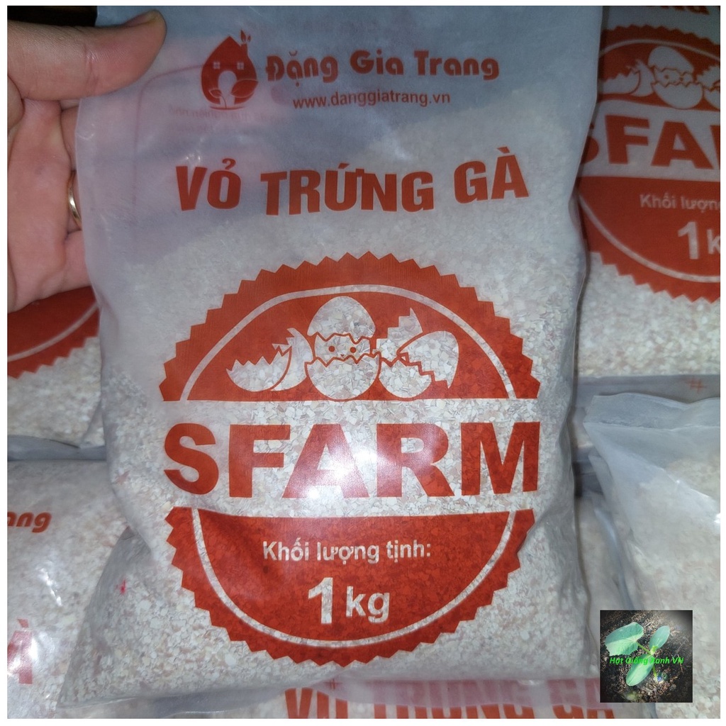 Vỏ trứng xay nhỏ đã qua xử lý SFARM, đóng túi 1 kg, bổ sung canxi cho cây trồng