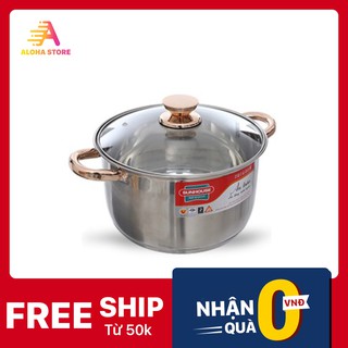Nồi Sunhouse 5 Đáy 24cm  Quai Vàng Cực Sang Dày Dặn Lòng Sâu HN5031 Cao Cấp-Phân Phối Chính Thức