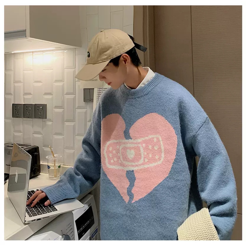 Áo len cặp đôi trái tim tình yêu chữ unisex nam nữ