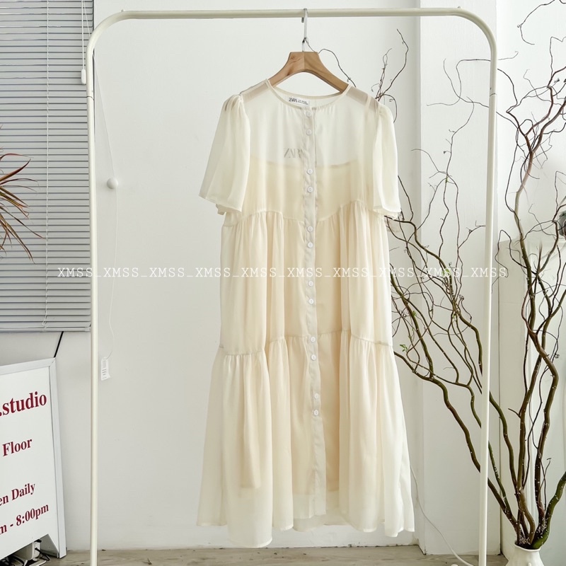 Đầm voan babydoll tay ngắn voan 2 lớp bigsize dưới 60kg