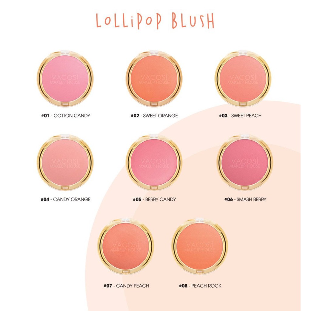 [CHÍNH HÃNG] Phấn má hồng dạng hộp Vacosi LOLIPOP BLUSH POWDER 5g