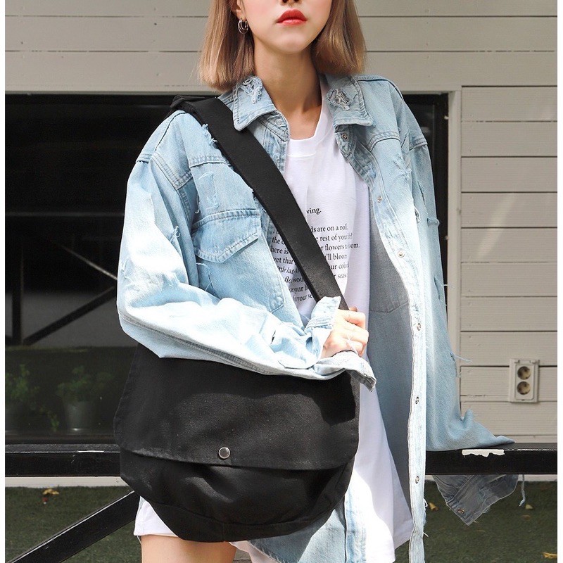 TÚI TOTE VẢI CANVAS ĐEO CHÉO DÁNG UNISEX NAM NỮ | BigBuy360 - bigbuy360.vn