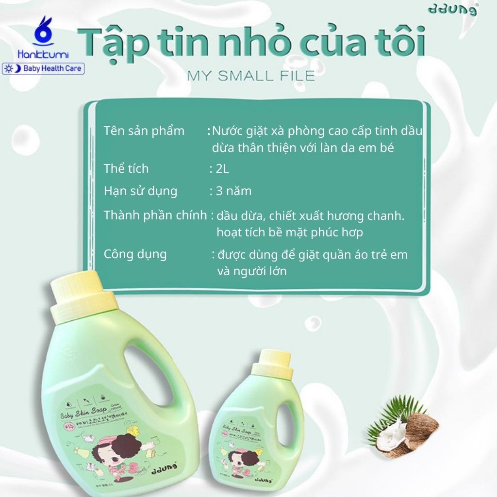 Nước Giặt xà Phòng Quần áo Trẻ em Aaung Hàn Quốc Cao Cấp 2L Cho bé Trẻ sơ Sinh