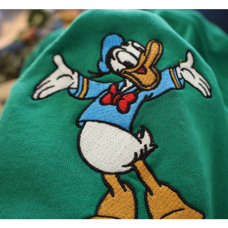 Áo Sweater Tay Dài Mỏng Thêu Họa Tiết Sọc Chuột Mickey Vịt Donald Thời Trang Xuân Thu Mới Cho Nữ