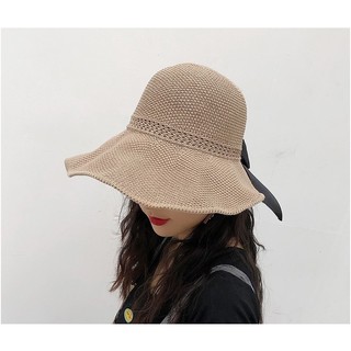 Nón Cối Rộng Vành Phối Nơ Thời Trang Mùa Hè Cho Nữ
