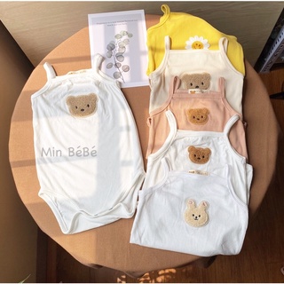 Bodysuit 2 dây thêu gấu, thỏ phong cách Hàn Quốc cho bé
