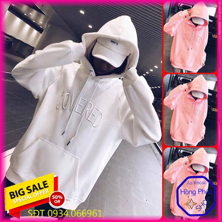 [Giá Sale] ÁO HOODIE - ÁO KHOÁC NỈ NGOẠI Thêu COVERED (HD2110 - Cổ Chui)