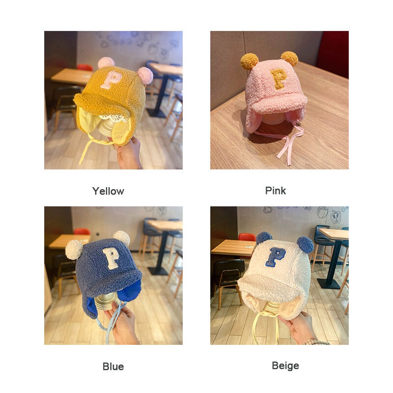 Mũ trùm tai AMILA chất liệu dày dặn ấm áp dễ thương cho bé tùy chọn màu sắc
