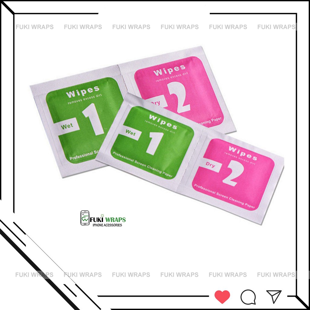 Bịch 100 Bộ Giấy Lau Mini Ướt - Khô Hỗ Trợ Dán Cường Lực và Skin Dán Các Loại - FukiShop