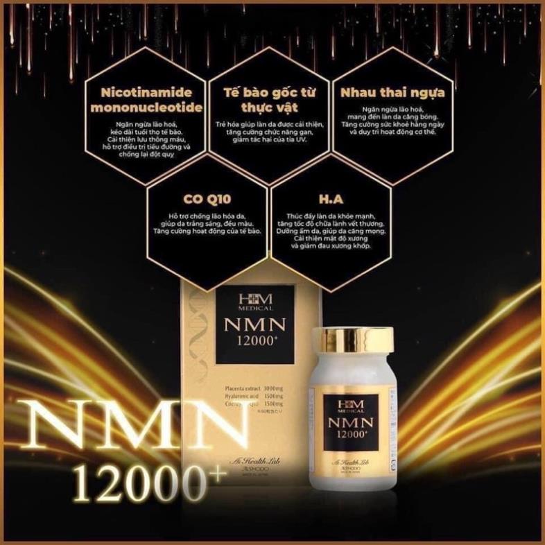 Viên uống trẻ hóa làn da NMN, viên uống làm đẹp da chống lão hóa NMN 12000 lọ 60v hàng Nhật nội địa