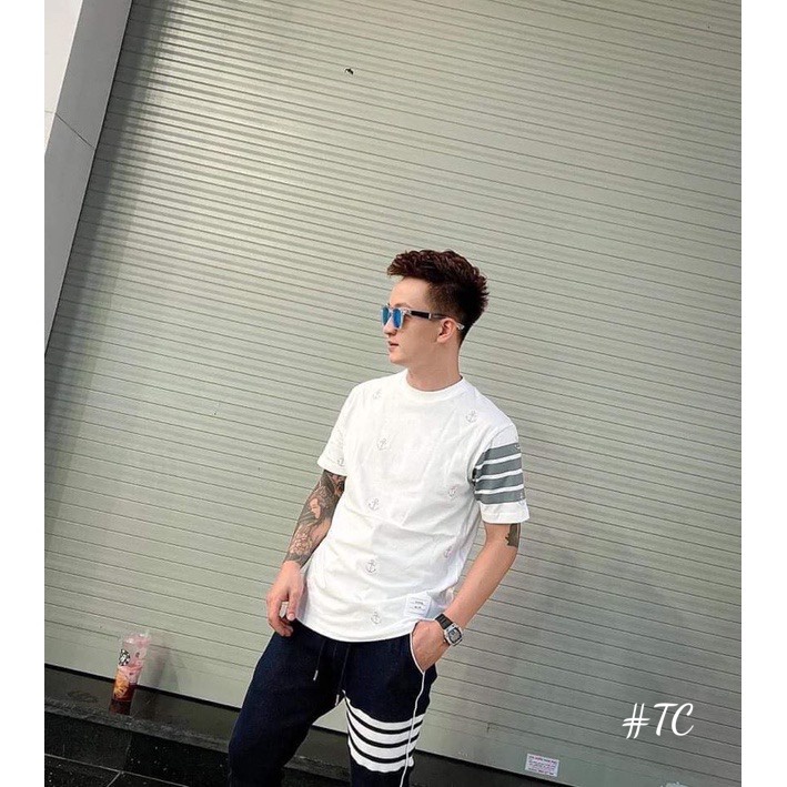 Áo phông form thụng mỏ neo tay 4 vạch nam nữ mặc đẹp (CT-39KT)