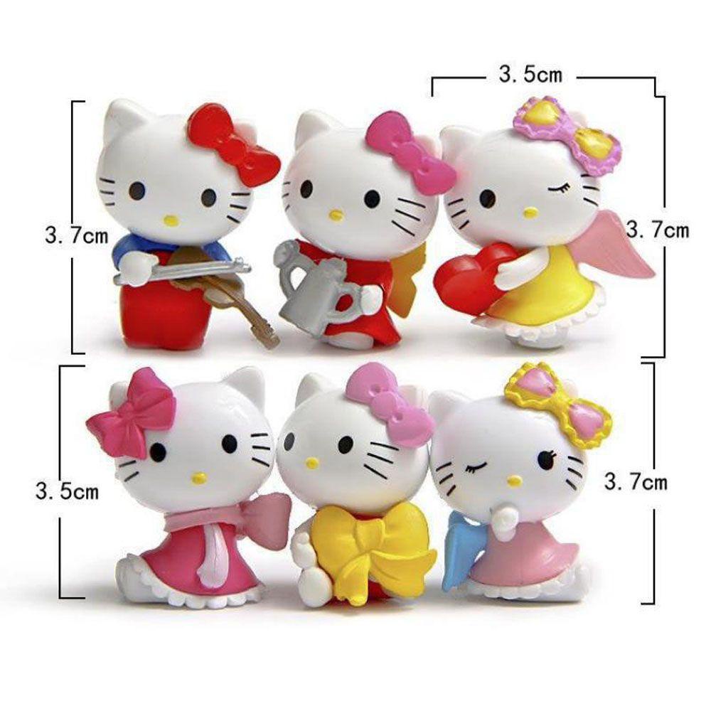 Bộ 6 Mô Hình Mèo Hello Kitty Dễ Thương Dùng Trang Trí