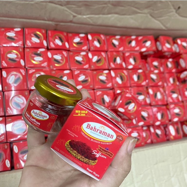 Nhuỵ hoa nghệ tây Saffron Brahaman super negin Iran hộp thuỷ tinh 1Gram (Chuẩn DUBAI)