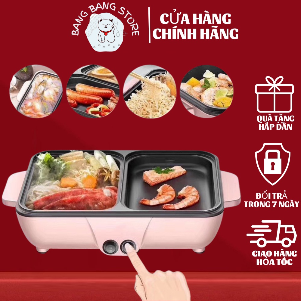 Bếp lẩu nướng Hàn Quốc Cofy 2 ngăn lẩu và nướng siêu tiện dụng, bếp lẩu đa năng công nghệ hàn quốc, bảo hành 12 tháng