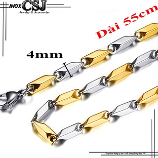 sỉ DÂY CHUYỀN NAM INOX HỎA TIỂN 4MM CÁCH ĐIỆU TRẮNG VÀNG DN044