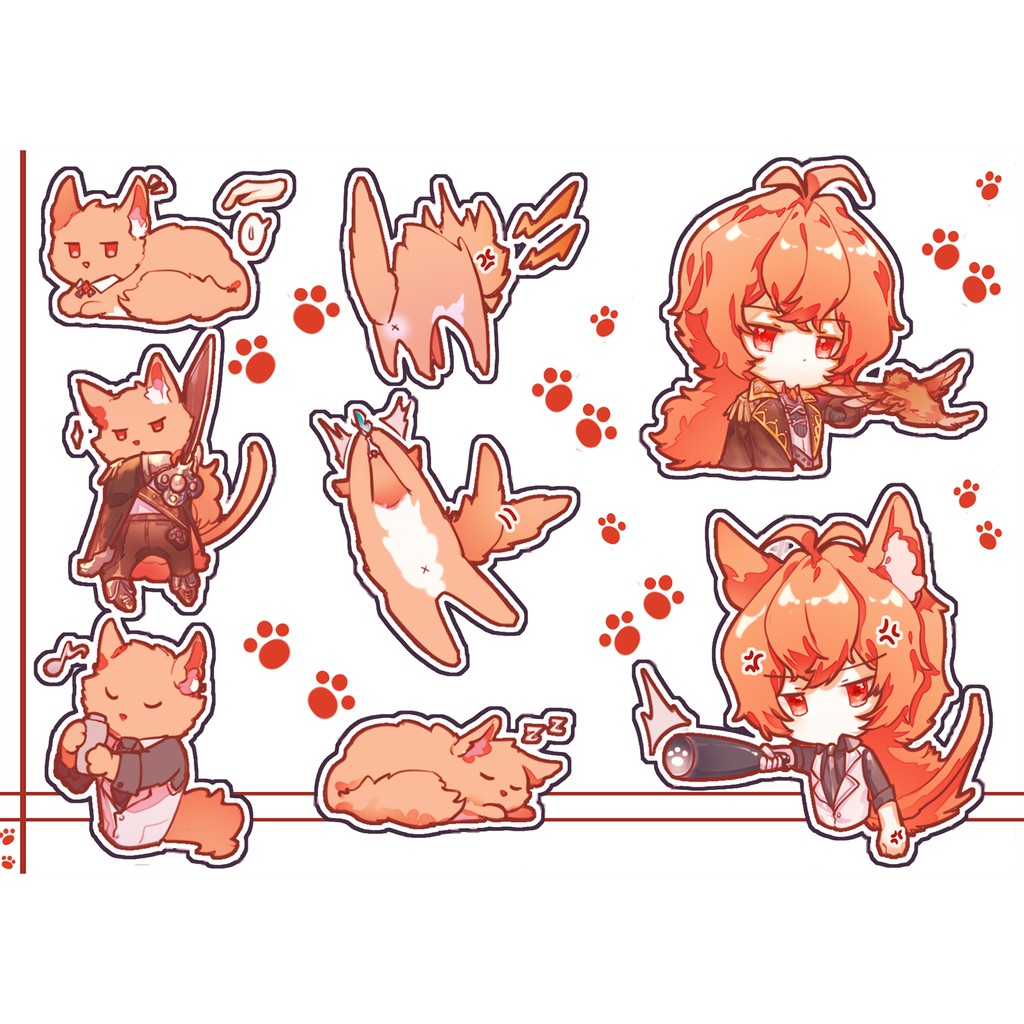 Sticker - Hình dán Diluc -meow ( Genshin Impact )