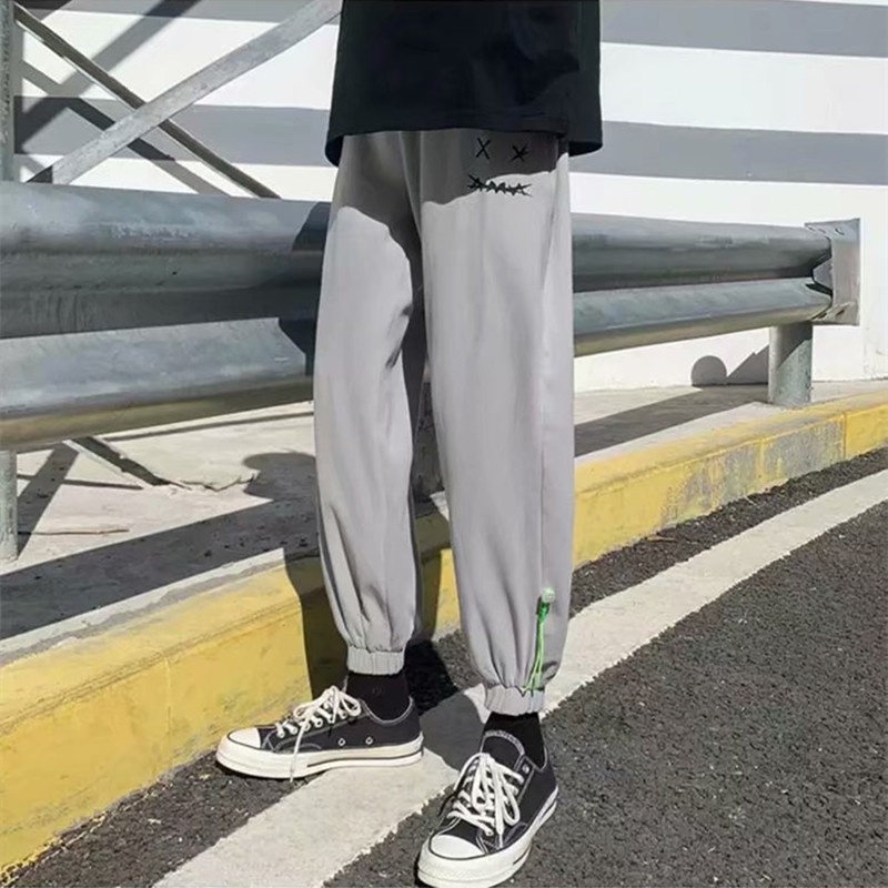 Quần ống rộng in họa tiết hoạt hình phong cách Hàn Quốc thời trang cho nam