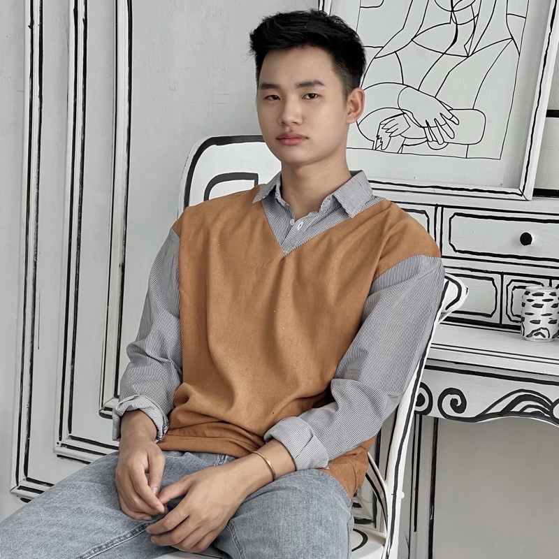 Áo Sơ Mi Phối Nhung Mịn Nam Nữ Tay Dài Hai Unisex Hot Trend Mr Smile 99 Shop