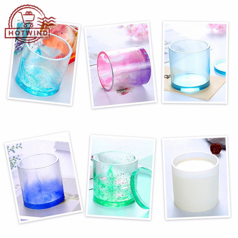 HW DIY Cube Resin Silicone Mold Flower Pot Pen Holder Mould