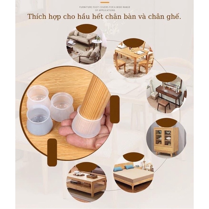 4 Miếng silicon bọc chân ghế, silicon bọc chân bàn ghế