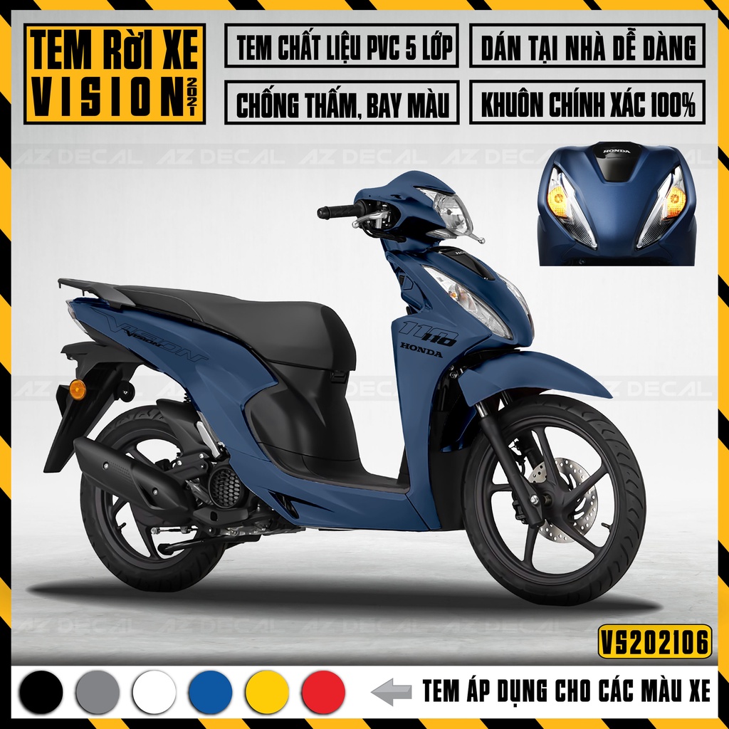 Decal Chế Xe Vision 2015-2021 Mẫu Tem Chữ | VS06 | Tem Rời PVC Cao Cấp Chống Nước, Dán Đơn Giản