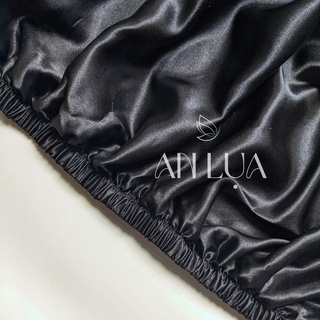 Bộ chăn drap 5 món An Lụa - Đen - vải lụa mịn mát và thân thiện cho da