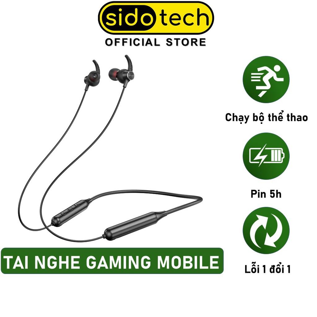 Tai nghe bluetooth thể thao đeo cổ SIDOTECH T3T pin trâu / siêu bass / siêu bền chơi thể thao chạy bộ đi xe đạp