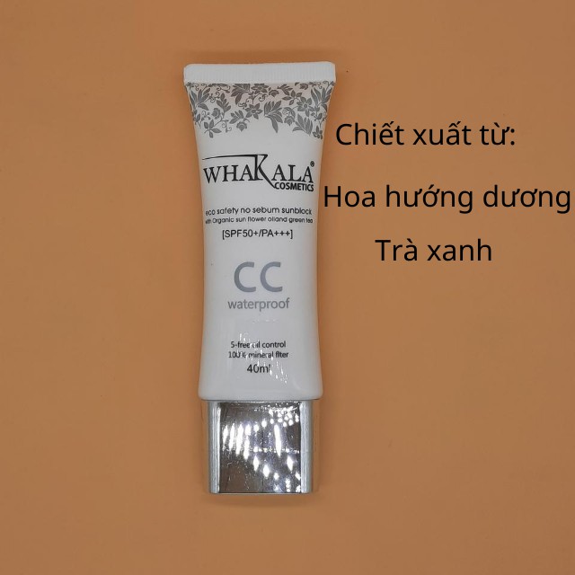 [TRỢ GIÁ SP MỚI] Kem Chống Nắng Hàn Quốc CC Whakala Dưỡng Da Kiêm Làm Kem Lót Siêu Tự Nhiên 40ml