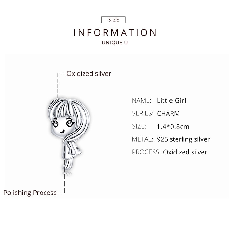 Phụ kiện vòng tay Bamoer BSC399 bằng bạc 925 thật hình bé trai/bé gái nguyên gốc 3mm DIY