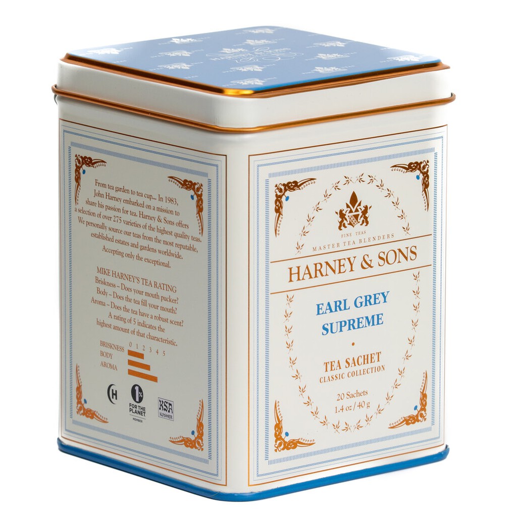 [Hàng Mỹ date 2023]Trà bá tước Earl Grey Supreme Harney and Sons hộp tin trắng