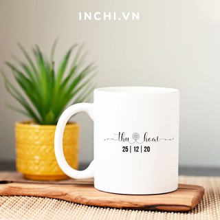 CỐC SỨ IN TÊN VÀ NGÀY THÁNG THEO YÊU CẦU, LÀM QUÀ LƯU NIỆM CHẤT LƯỢNG 350ML