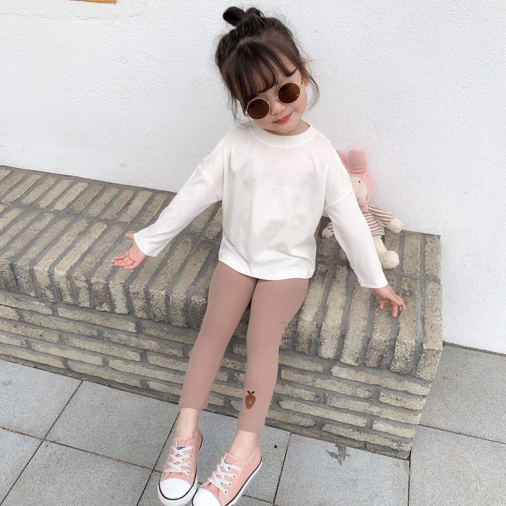 [MẪU MỚI] QUẦN LEGGING THÊU CAROT VÀ HOA CHẤT COTTON MỀM MÁT SIÊU CUTE CHO BÉ 6-9KG. ẢNH CHỤP THẬT. VIDEO THẬT