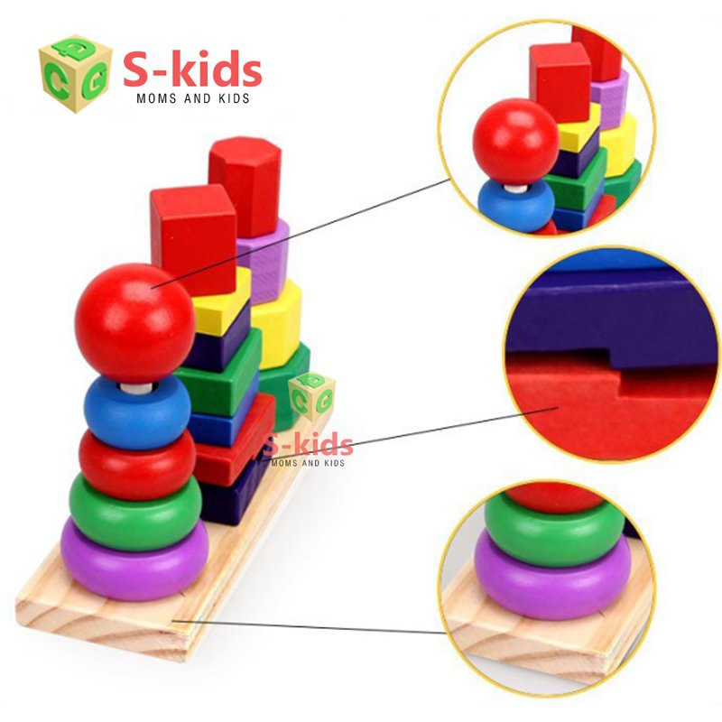 [Mã LIFEM1 giảm 12% tối đa 50K đơn 99K] Đồ chơi trẻ em S-Kids, Thả hình khối ba trụ Montessori bàng gỗ cho bé (Size nhỏ)
