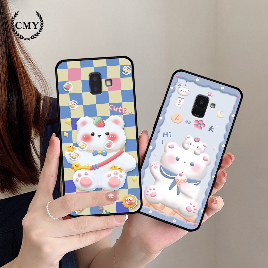 Ốp lưng Samsung J6 2018 / J6 Plus / J6+ / J8 in hình caro gấu thỏ dễ thương