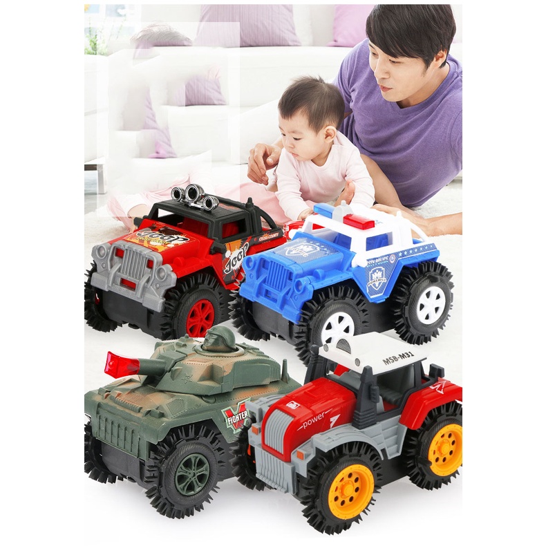 Xe Ô Tô Địa Hình Mini Chiến Đấu Tự Húc Đầu Chạy Bằng Pin