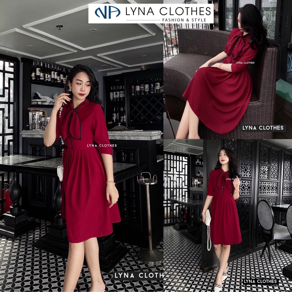 Váy thiết kế tiểu thư màu đỏ cổ nơ siêu đẹp cho mùa lễ hội giúp nàng tỏa sáng rực rỡ mỗi khi xuất hiện