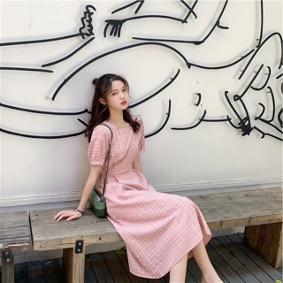 Đầm midi caro