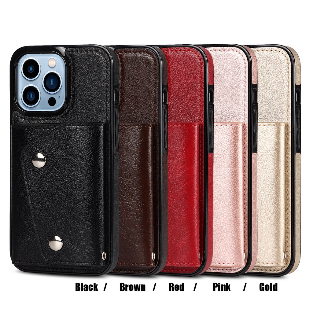 Bao Da Điện Thoại Nắp Lật Kèm Ngăn Đựng Thẻ Và Dây Đeo Cho IPhone 13 12 Mini 14 11 X XR XS Pro Max 7 8 Plus