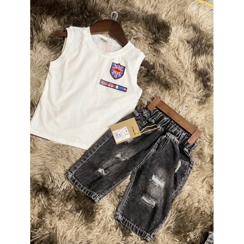 Set áo 3 lỗ cờ Mỹ quần jean siêu ngầu bé trai 💯% chất liệu COTTON - Hàng Quảng Châu CC - Theo dõi Shop để nhận Voucher