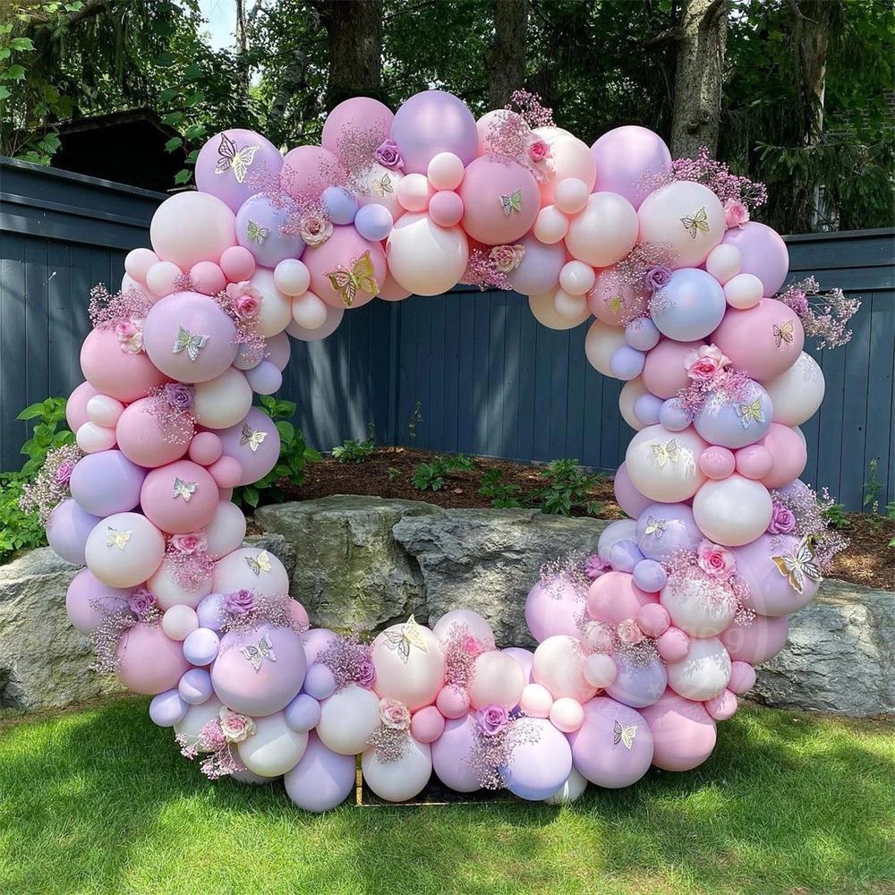 Set 164 Bong Bóng Bươm Bướm Màu Hồng Tím Hồng Macaron Trang Trí Tiệc Cưới / Sinh Nhật / Lễ Tình Nhân