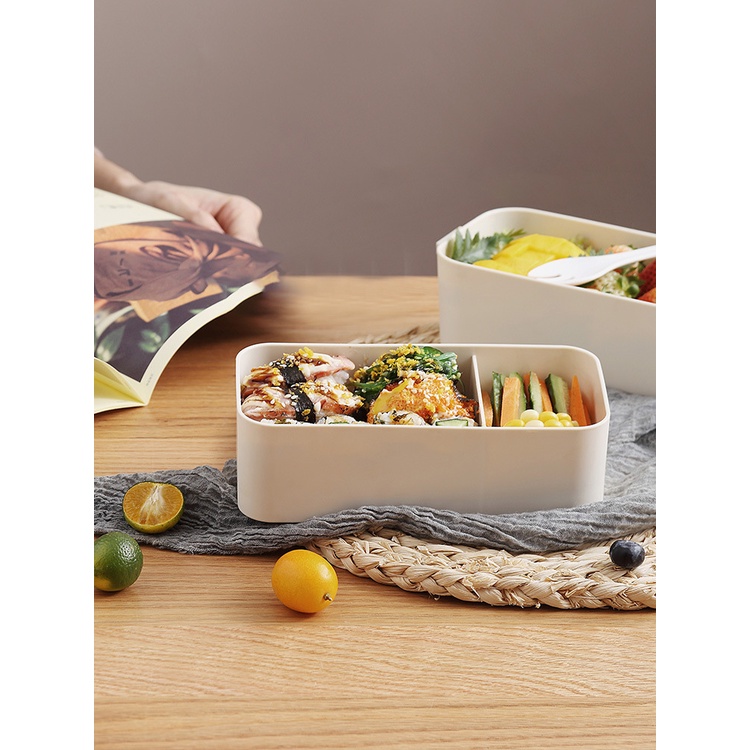Hộp cơm Hai Tầng Phong Cách Nhật Bản Dễ Thương Dùng Được Trong Lò Vi Sóng