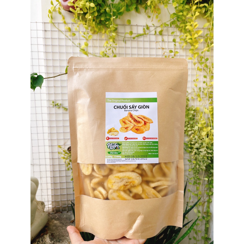 [Hàng Loại 1] Chuối sấy giòn Đà Lạt giòn rụm, không chát - Lon Pet 250gr /Túi 400G