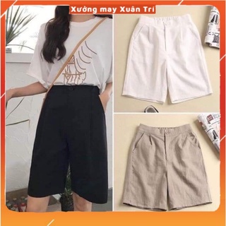 Quần Đũi Lửng ống rộng, Quần short nữ chất đũi nhật cao cấp thoáng mát