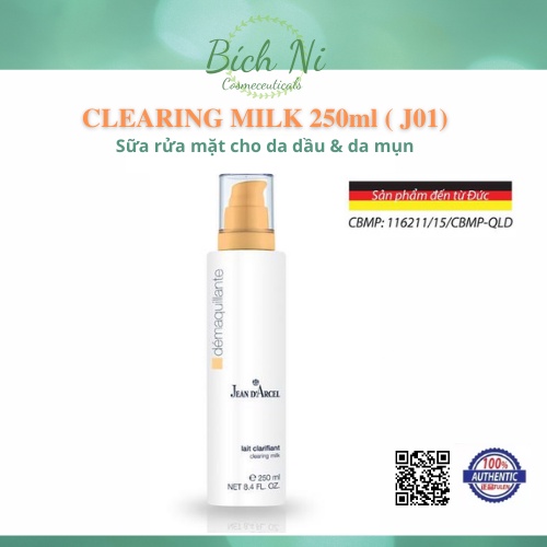 Sữa Rửa Mặt Dành Cho Da Dầu Và Mụn Jean Darcel Clearing Milk 250ml