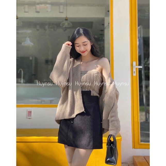 Sét áo cardigan len from rộng mic áo quây len cá tính hàng Quảng Châu cao cấp by Huynsu