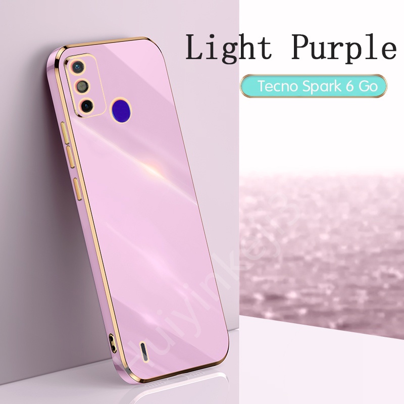 Ốp Lưng Mạ Điện Viền Vàng Cho Tecno Spark 6 Go Traight edge