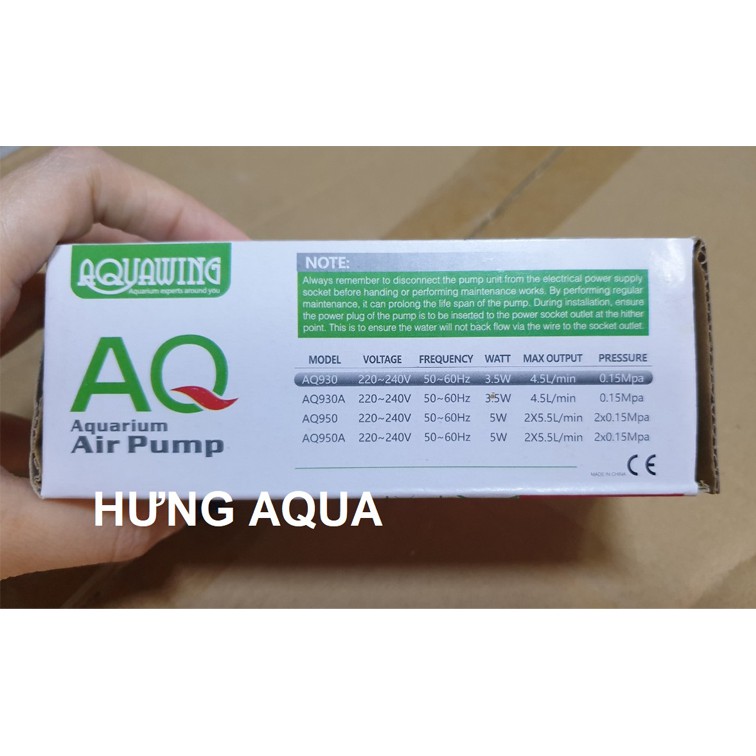 Máy sục oxy bể cá, máy sủi oxy tiết kiệm điện 1 vòi AQ930, 2 vòi AQ950 chọn combo kèm dây và quả sủi