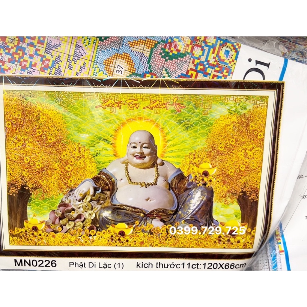 Tranh thêu chữ thập phật di lặc MN0226 (120x66)-chưa thành phẩm